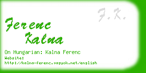 ferenc kalna business card